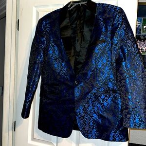 Blue and black paisley blazer